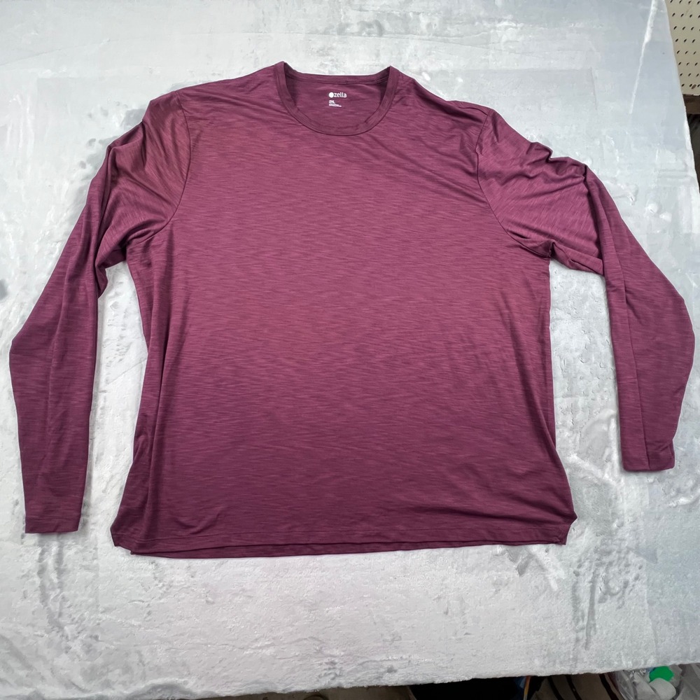Zella Performance Tee Mens 2XL Burgundy Long Sleeve Recycled Stretch Shirt